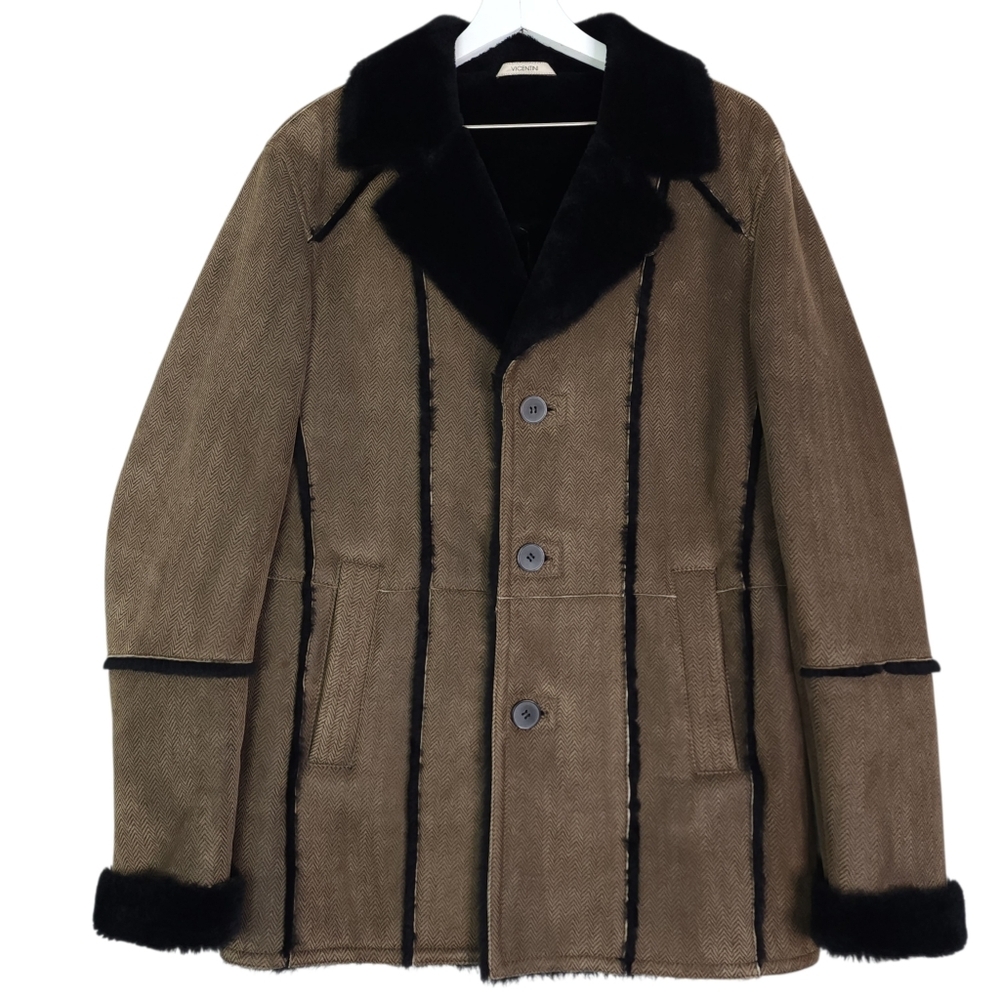 Vicentini Chevron Shearling Sheepskin Coat